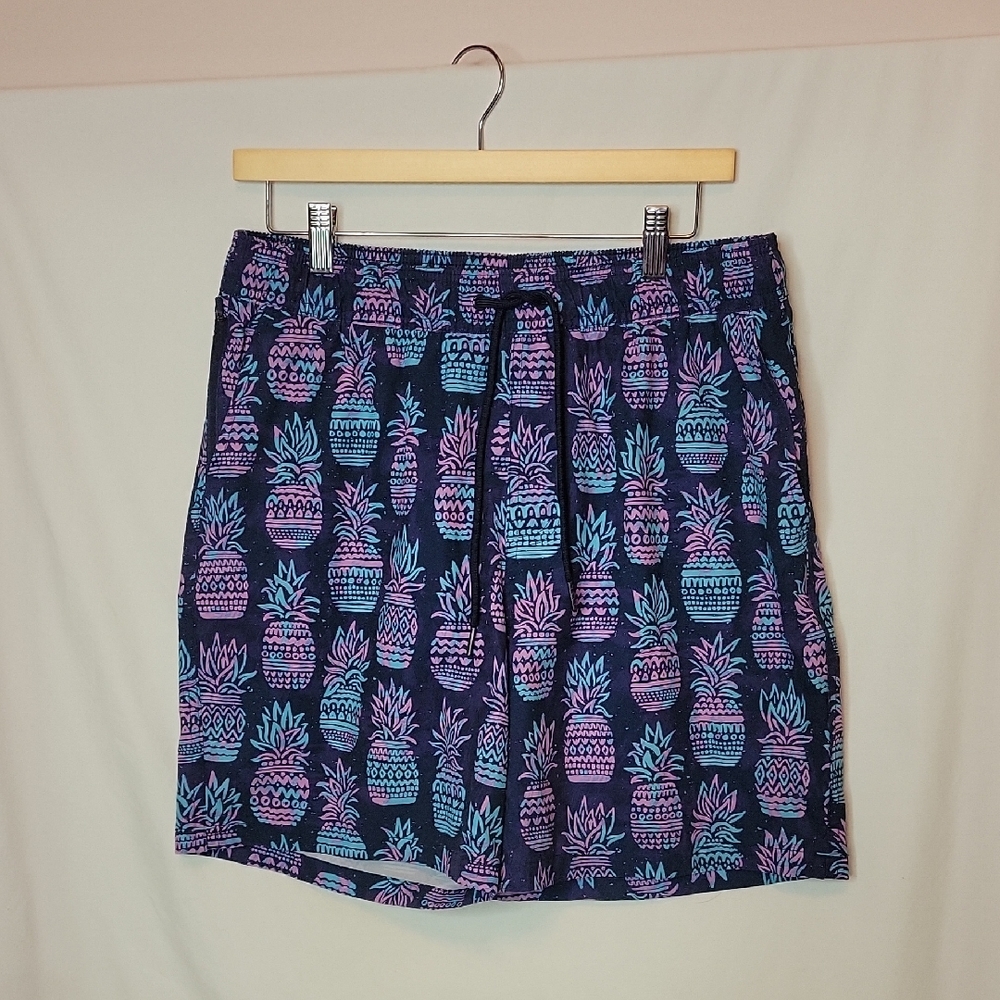 Goodfellow & Co. Men's Pineapple Print Swim Shorts - Blue and Purple